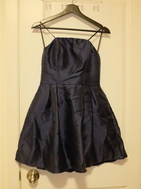 Blue Ballroom Strapless Flare Dress